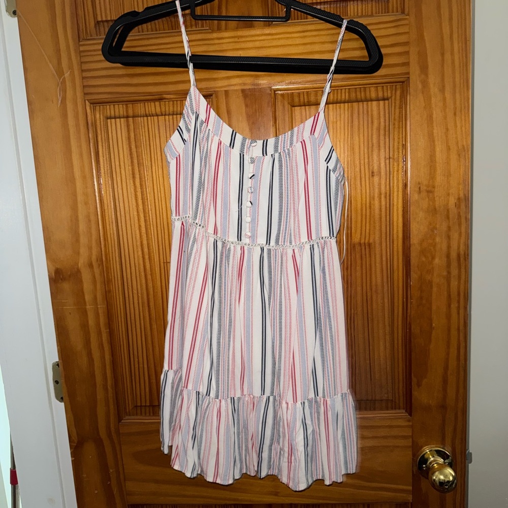 Striped Mini Dress - Red, Blue, White